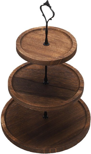 CosyHome 3-stöckiger Dessertständer aus Holz in Schwarz für Cupcakes, Gebäck und Snacks - Bild 1