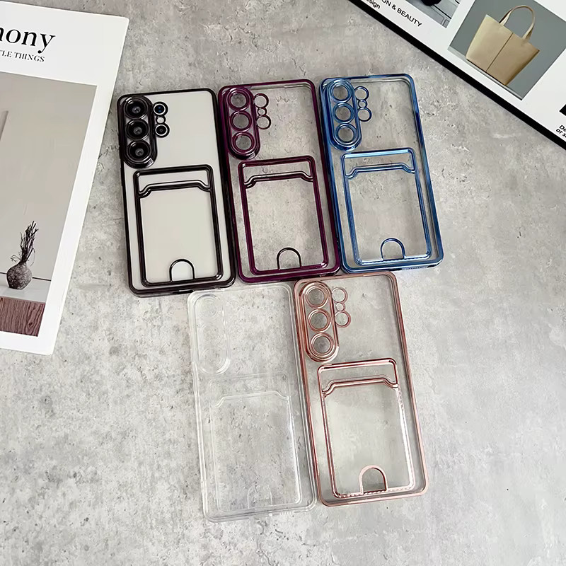 Transparente Kartenhülle für Samsung Galaxy S26 Ultra S25 S24 S23 S22 S21 S20 Plus FE mit Galvanisierungseffekt - Bild 3