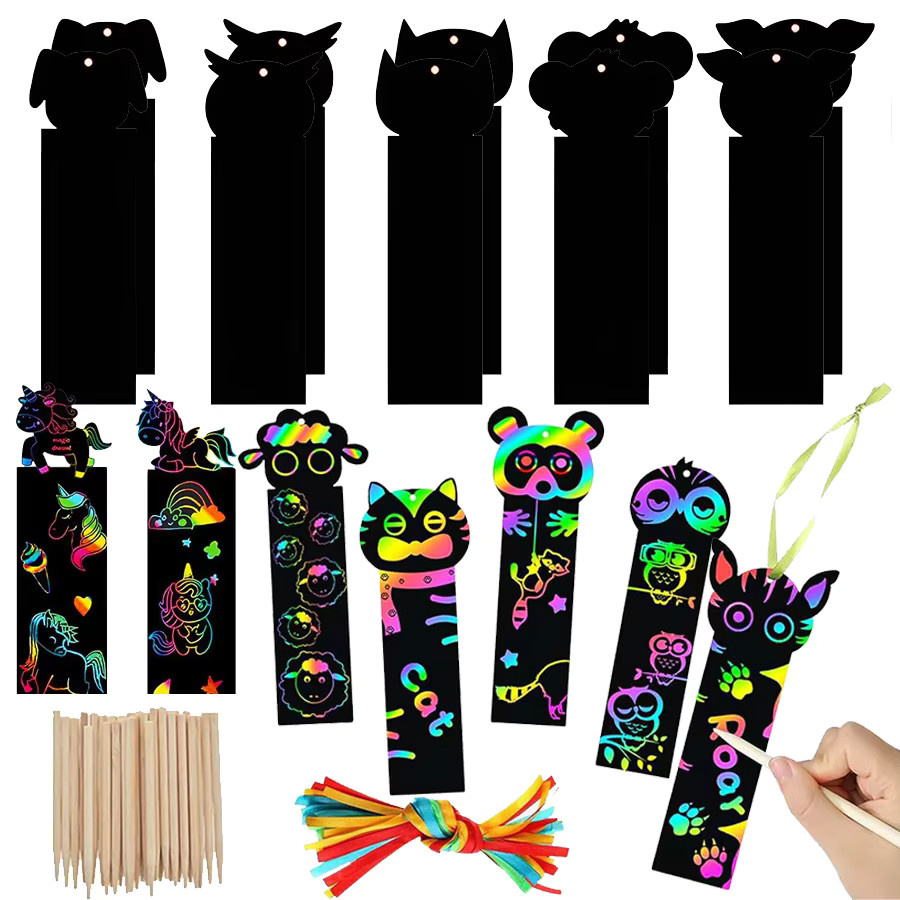 XJM Lesezeichen zum Rubbeln in verschiedenen Stilen, bunte Graffiti-Zubehörteile für kreative DIY-Malprojekte, 12 Stück, Multicolor - Bild 3