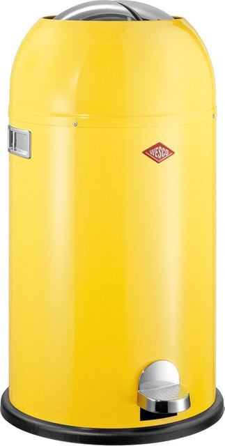 WESCO Kickmaster Abfallsammler mit Pedal aus Edelstahl in Gelb, B/T/H: 33,0 x 37,8 x 69,0 cm - Bild 1