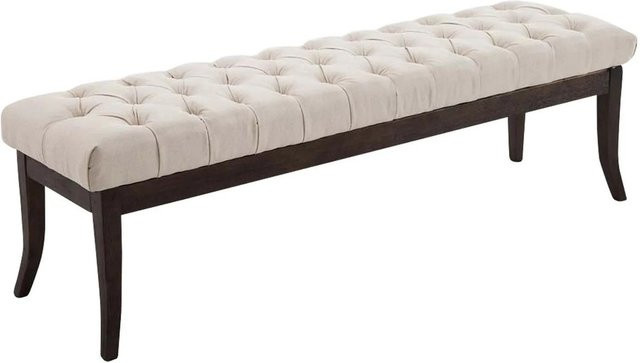 CLP Sitzbank Ramses Chesterfield Polsterbank mit Stoffbezug in Beige und antik-dunklen Holzbeinen, Breite: 150 cm, Sitzhöhe: 46 cm - Bild 1