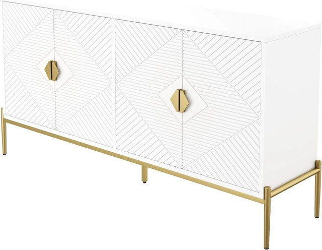 okwish Sideboard Modernes Wohnzimmer Sideboard Weiß B: 162 cm, T: 40 cm, H: 80 cm - Bild 1