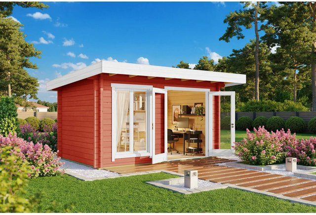Lasita Gartenhaus Dorset 71 Flachdach in Schwedenrot lasiert, B/H/T: 460 x 238,95 x 360 cm - Bild 1