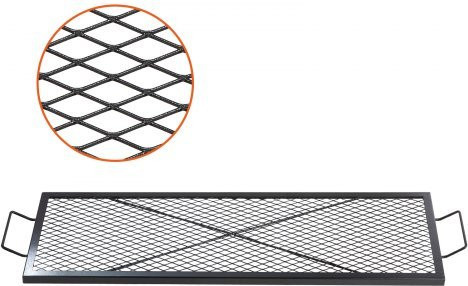 VEVOR X-Marks Feuerstellen-Grillrost aus Stahl mit Griff, rechteckiger Grillrost für Camping und BBQ, Schwarz, B/T/H: 111 x 38 x 2,5 cm - Bild 1