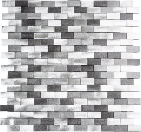 HuH Mosaikfliese Modern in Silber und Schwarz, Wandbelag Aluminium, B: 30,4 cm, H: 30,1 cm - Bild 1