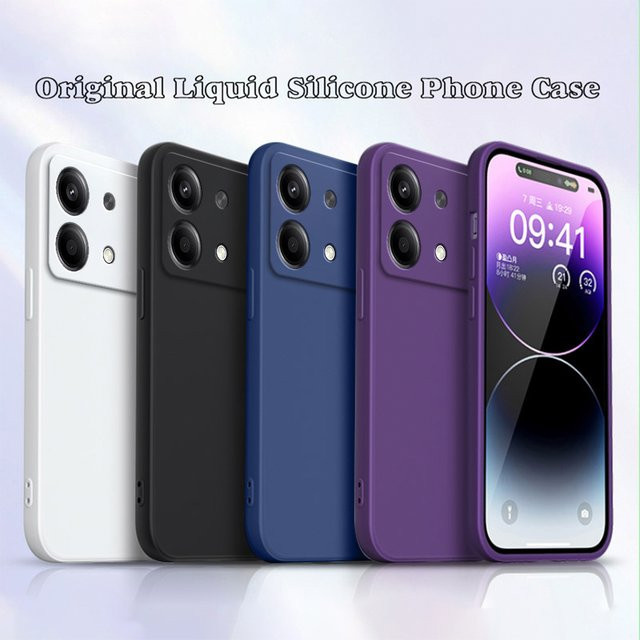 Xiaomi Flüssige Silikonhülle für Redmi Note 13, Note 13R, 13R Pro Plus und 13R Pro 5G in Blau - Bild 1