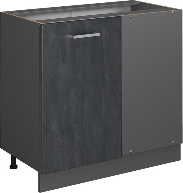 Vicco Eckunterschrank R-Line in Schwarz und Anthrazit ohne Arbeitsplatte, Höhe: 86 cm - Bild 1