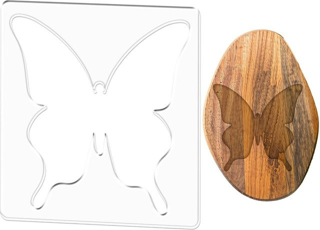 Transparente Acryl-Schmetterlings-Schablone als Router-Vorlage zum Basteln und Nachzeichnen für Schilder und Charcuterie-Boards, B/T: 20 x 20 cm - Bild 1
