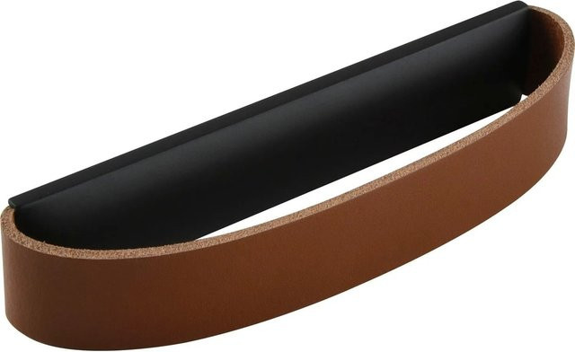 Furnipart Möbelgriff Rollo aus Leder in Cognac und Schwarz Matt mit Breite: 150 mm und Lochabstand: 96 mm - Bild 1