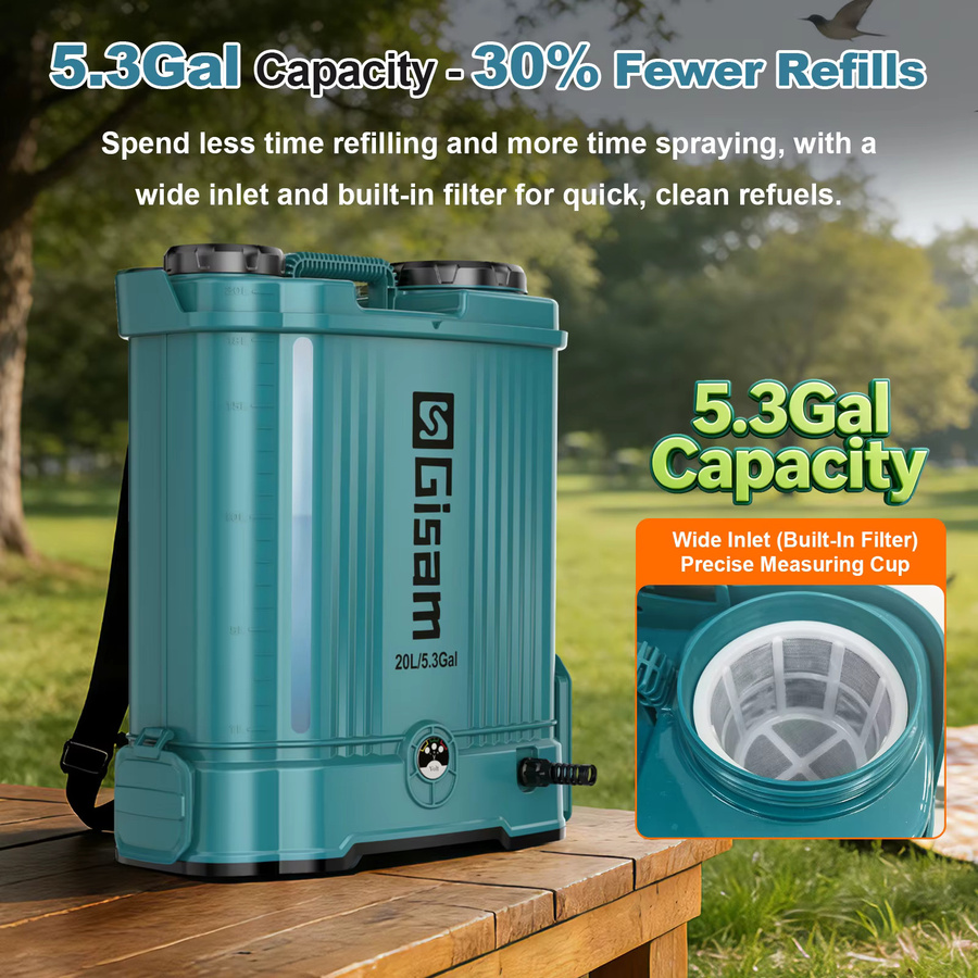 Gisam Elektrischer Rucksacksprüher für Makita 18V Akku, 20 l Hochleistungs-Gartensprüher mit 100 PSI für die Bewässerung - Bild 3