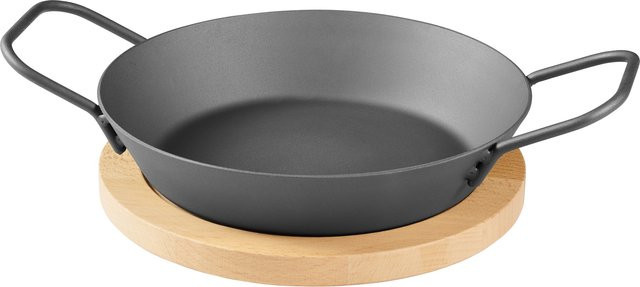 GRILLMEISTER Eisenpfanne mit Servierbrett aus Buchenholz Durchmesser: 32 cm - Bild 1