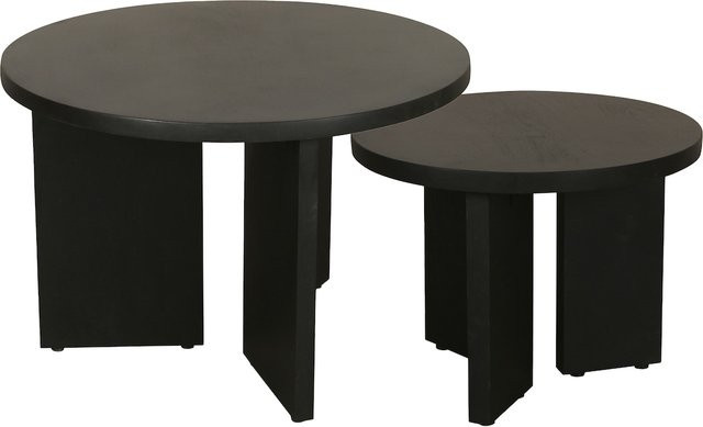 byLIVING Beistelltisch ROUND 2er-Set aus Akazienholz, schwarz lackiert, H: 41 cm, B: 60 cm, B: 40 cm - Bild 1