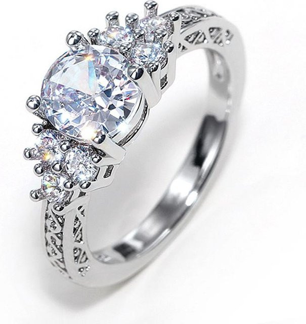 Huitan Eheringe Damen, Messing, Zirkonia, Kristall, Weiß, Ringgröße 10 - Bild 1
