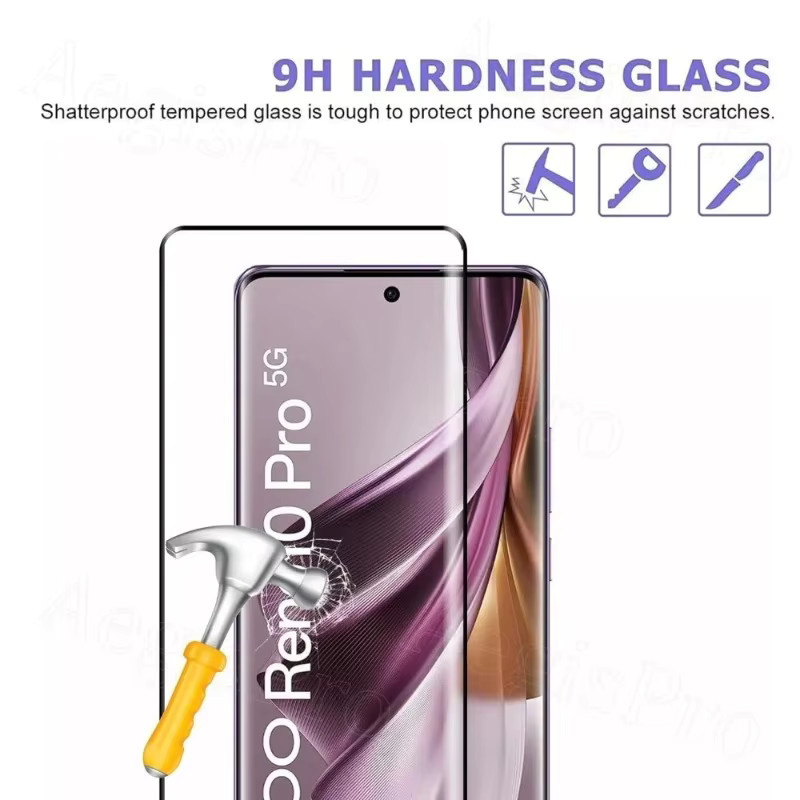 4 Stück ZMZE Displayschutz aus gehärtetem Glas für OPPO Reno 11 und Reno 11 Pro, gebogenes Glas mit vierseitiger Vollabdeckung, transparent - Bild 2