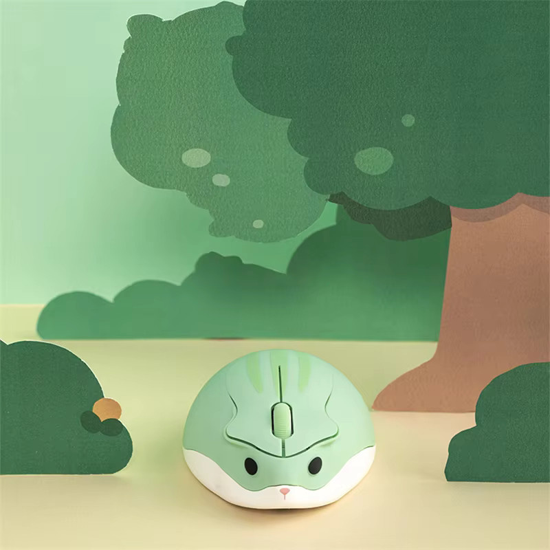 YOCUNKER Kabellose 2,4G USB-Computermaus im niedlichen Cartoon Anime Hamster-Design, ergonomische Mini-Optikmaus für Mädchen und Kinder, Farben: Pink, Grün, Grau - Bild 2