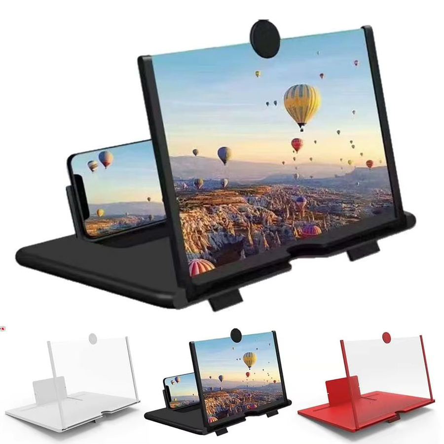 3D-HD-Telefonbildschirmverstärker-Projektor mit faltbarem Ständer für Filme, Videos und Spiele, kompatibel mit Smartphones bis 10 Zoll, in Rot und Schwarz - Bild 2