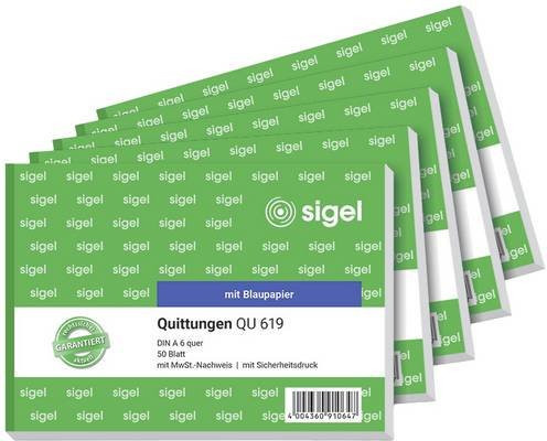 Sigel Quittungsblock 619Q5 DIN A6 quer, 5er Set, Grün, 50 Blatt pro Block - Bild 1