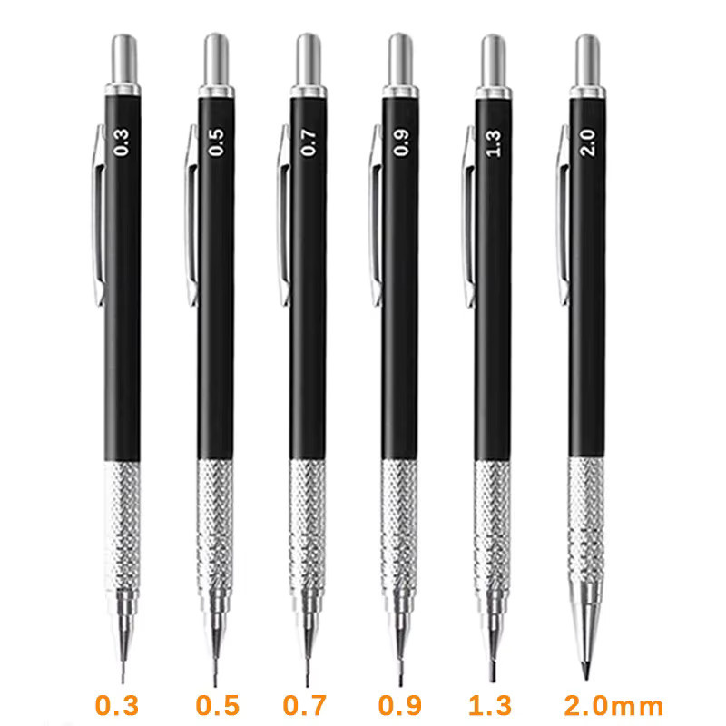 Hopk Metall-Druckbleistift Set in Schwarz mit 2B Graphitminen für Schreiben, Zeichnen und Skizzieren - Bild 2