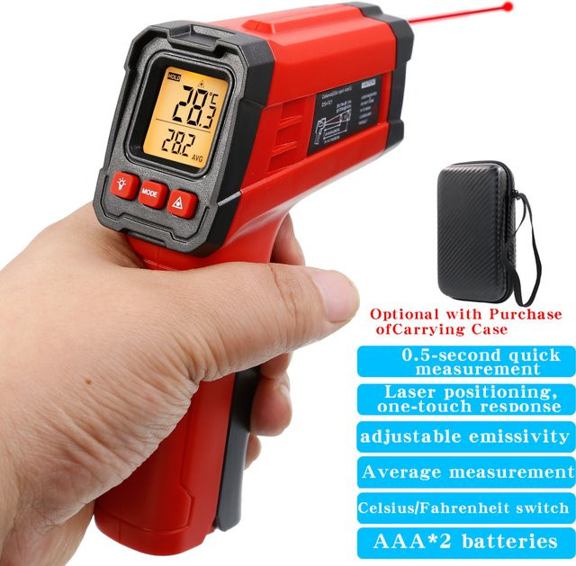 IVOLWIN Infrarot-Thermometerpistole in Rot zur Messung der Grill-, Fleisch- und Öltemperatur - Bild 1