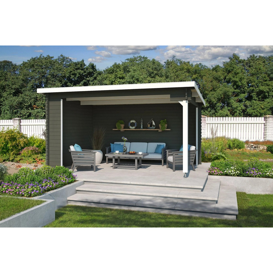 Lasita Gartenhaus Columbus Flachdach grüngrau lasiert B/H/T: 465 x 245,1 x 349 cm - Bild 2
