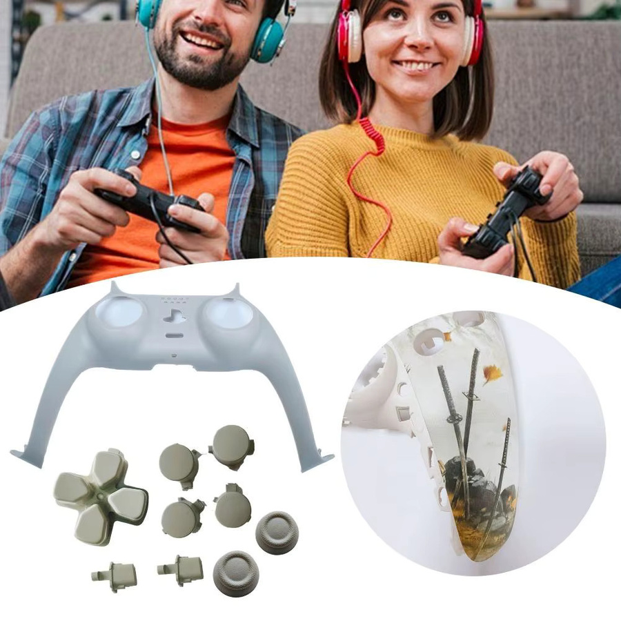 Schutzhülle für PS5 Gamepad mit Touchpad-Abdeckung und Griff-Cover in Weiß und Multicolour - Bild 2