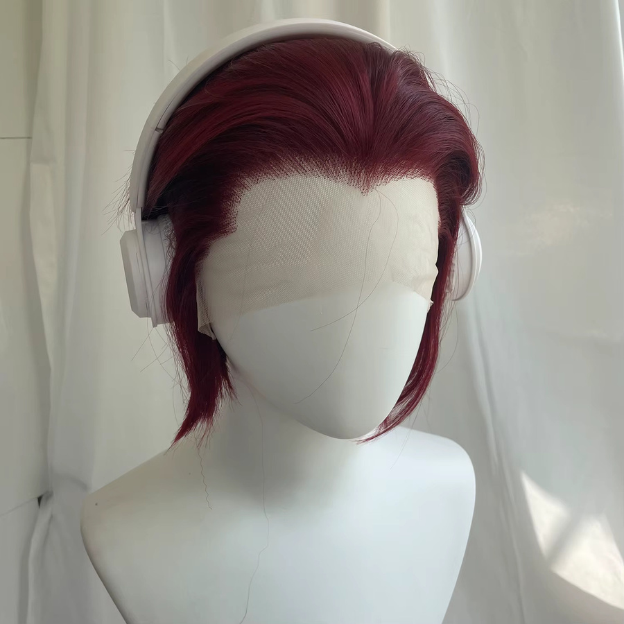 Artjosy Perücke, kurze Bob-Perücke, dunkelrot, 150 % Dichte, Unisex - Bild 3