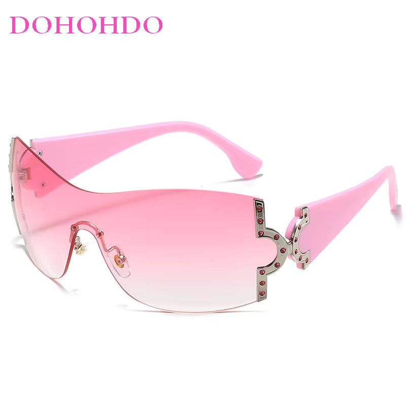 DOHOHDO Sonnenbrille, randlos, Shield-Wrap-Around, pink, Unisex - Bild 2
