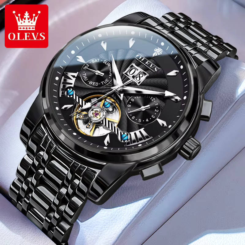 OLEVS Armbanduhr Automatik, Edelstahl, Gold, Herren - Bild 2