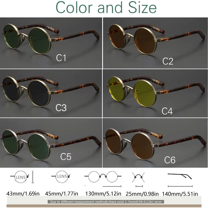 YUJO Sonnenbrille Retro, Rund, Vollrand, Unisex, grau, grün, polarisiert - Bild 2