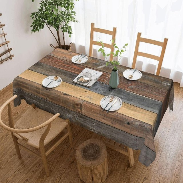 Waschbare rechteckige Tischdecke mit Vintage Holzmaserung von JINGYUE Pet, Mehrfarbig, B: 100 cm, L: 160 cm - Bild 1