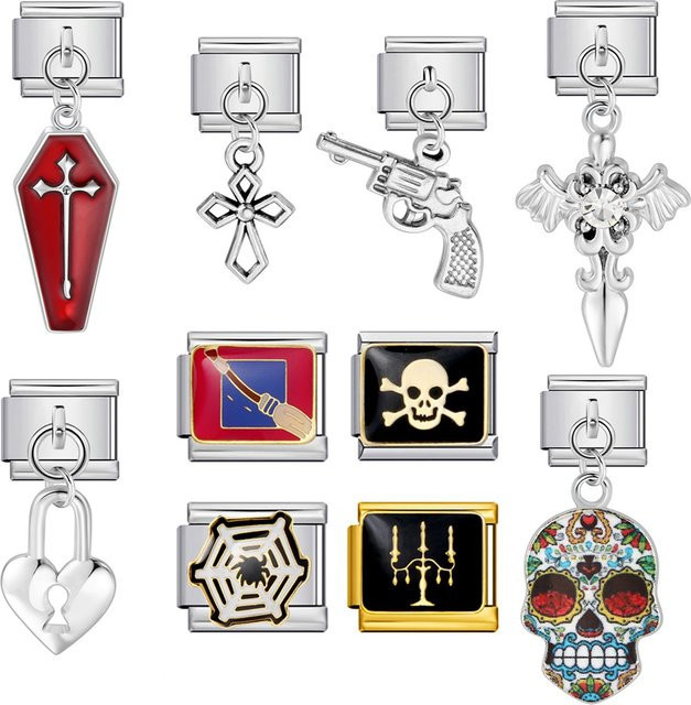 Charms Anhänger Edelstahl, Silber, Gothic, 9mm - Bild 1