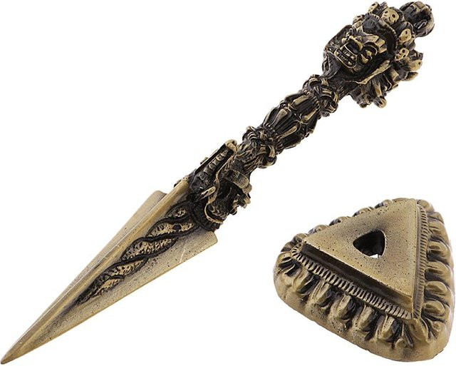 SunshineTek Dorje Vajra Phurba Amulett aus Kupfer und Gold für den Tibetischen Buddhismus - Bild 1