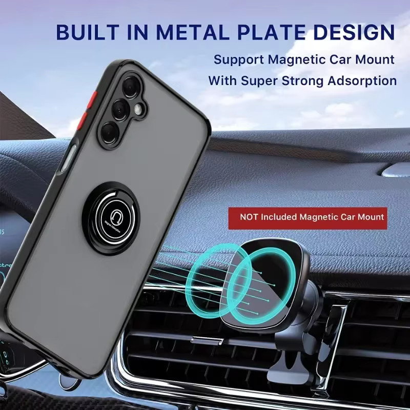 Magnetische Silikon-Handyhülle mit Ringhalter für Samsung Galaxy S24 Ultra S23 S22 Plus S21 FE A05 A05S A15 A25 A35 A55 A54 A34 in Schwarz - Bild 3