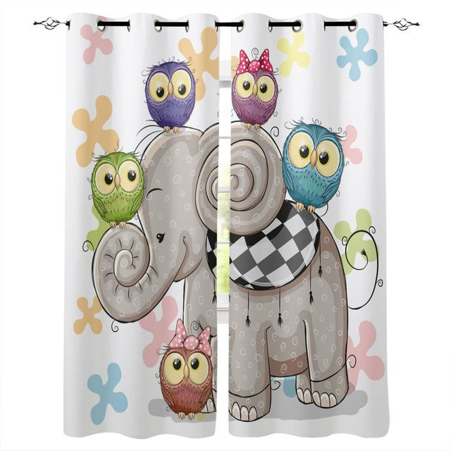 Super Six Fenstervorhang Elefant Motiv mit Grafik Design, halbtransparent, Mehrfarbig, B: 135 cm, H: 60 cm - Bild 1
