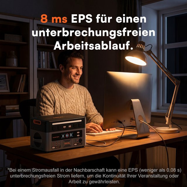 OSCAL PowerMax 3600PE Tragbare Powerstation mit 3600W, 2016Wh LiFePO4 Batterie und MPPT Solarsystem zur Smart App-Steuerung - Bild 1