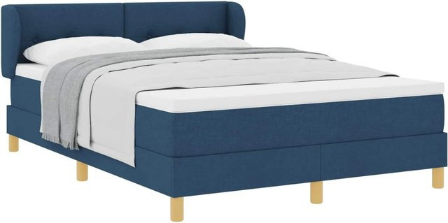 vidaXL Boxspringbett mit Matratze und Kopfteil in Blau, B/T/H: 140 x 190 x 147 cm - Bild 1
