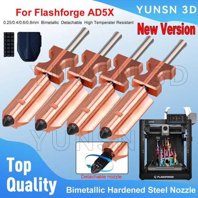 Flashforge AD5X Bimetall-Düse aus gehärtetem Stahl in Silber für FDM 3D-Drucker Ersatzteile - Bild 1