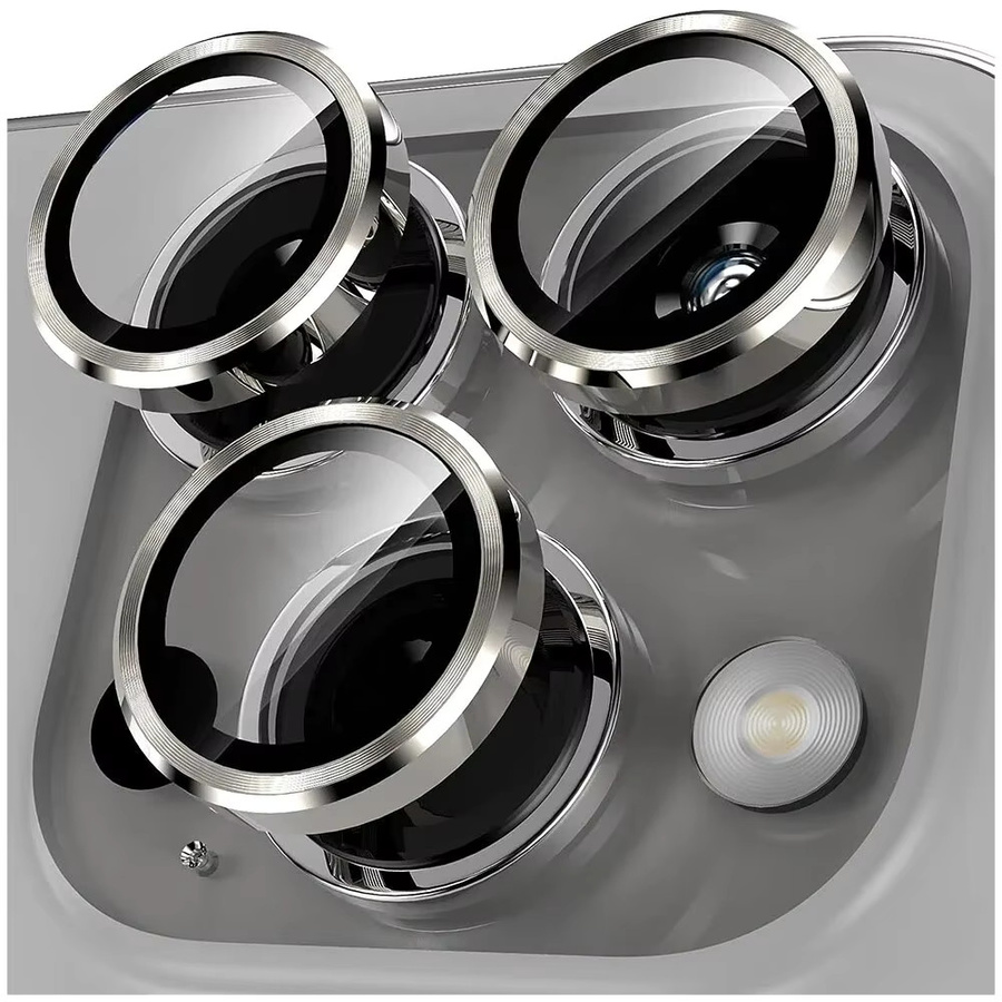 Kamera Objektiv Schutz aus Metall und Glas für Apple iPhone 12, 13, 14, 15 Pro Max und 13 Mini in Schwarz - Bild 2