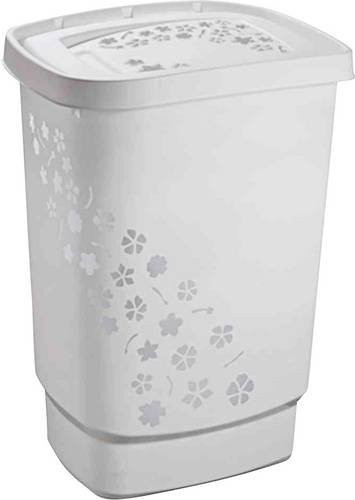 Wäschebox Flowers von Rotho mit Deckel, Grau, Volumen: 55 l, B/T/H: 44,7 x 34,7 x 60,4 cm - Bild 1