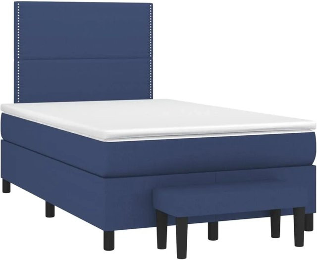 vidaXL Boxspringbett mit Matratze und Kopfteil in Blau, Hybrid-Bett mit Taschenfedern und Schaumstoff, B/T: 120 x 190 cm - Bild 1