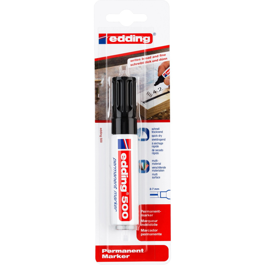 Edding 500 Permanent Marker Schwarz mit 2 mm bis 7 mm Strichstärke - Bild 2