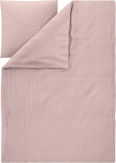 LIVARNO Musselin-Bettwäsche Pink mit Bettbezug und Kissenbezug, B/H: 155 x 220 cm und 80 x 80 cm - Bild 1