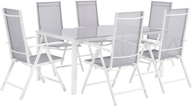 Beliani Gartentisch Set CATANIA in Hellgrau aus Aluminium und Glas mit B/T/H: 160 x 91 x 108 cm - Bild 1