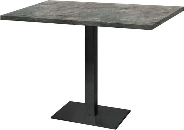 RestooTab Tisch Milan rechteckig in Stein & Holz Optik mit graublauer Platte und schwarzem Gestell, B/T/H: 120 x 70 x 75 cm - Bild 1