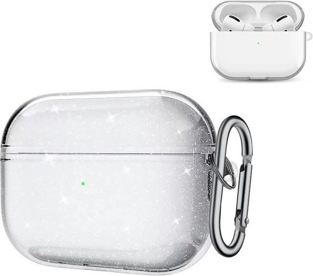 VORTNGLE Glitzernde Silikon-Schutzhülle für Apple AirPods Pro 1. und 2. Generation in Transparent - Bild 1