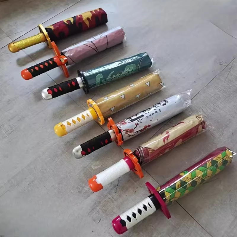 MINISO Regenschirm im Kimetsu Rengoku Katana Design, klappbarer Sonnenschirm, multicolour - Bild 3