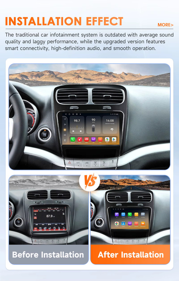 Hizpo Carplay Android Auto Autoradio für Dodge Journey 2011-2019 und FIAT Freemont 2012-2014 mit GPS und 4G in Schwarz - Bild 2