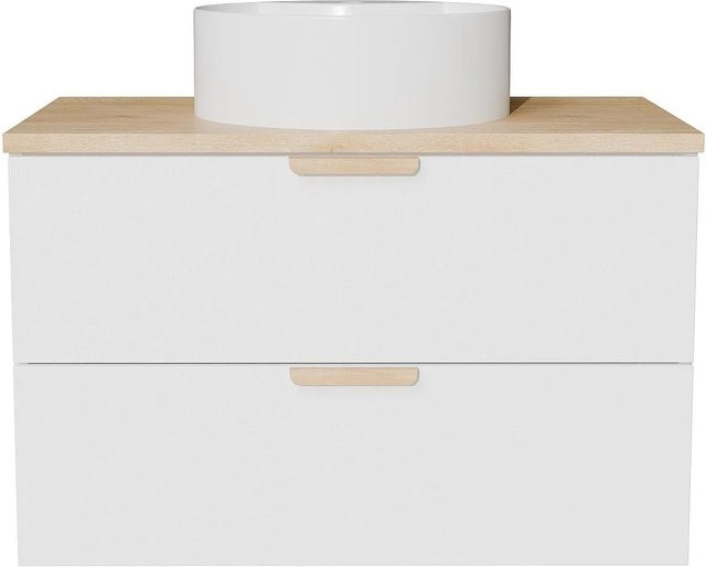 Avoreli Einzelwaschtisch aus Keramik in Weiß, Breite: 80 cm, Tiefe: 50 cm, Höhe: 46 cm - Bild 1