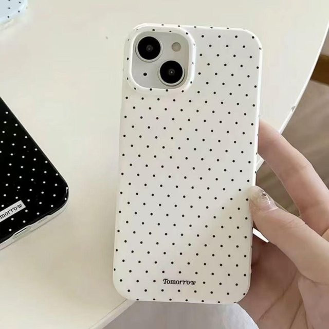 Koreanische Handyhülle mit gepunktetem Design und schwarzem Rand für Apple iPhone, Farben: Schwarz und Weiß - Bild 1