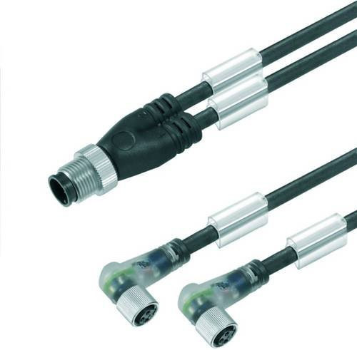 Weidmüller Sensor-Aktor-Steckverbinder M12 konfektioniert, Stecker gerade und Buchse gewinkelt, schwarz, Kabellänge: 2,00 m - Bild 1